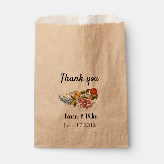 Stilvolle Kalocsai-Blume - personalisierte Hochzei Geschenktütchen (Vorderseite)