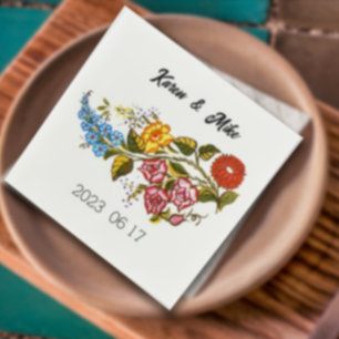 Stilvolle Kalocsai-Blume - personalisierte Hochzei Serviette