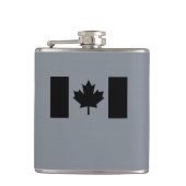 Stilvolle kanadische Flagge in Schwarz Flachmann (Vorderseite)