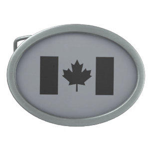 Stilvolle kanadische Flagge in Schwarz Ovale Gürtelschnalle