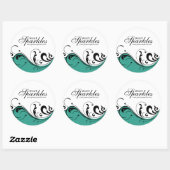 Stilvolle karibische Blue Scroll Packaging Sticker (Blatt)