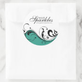 Stilvolle karibische Blue Scroll Packaging Sticker (Tasche)