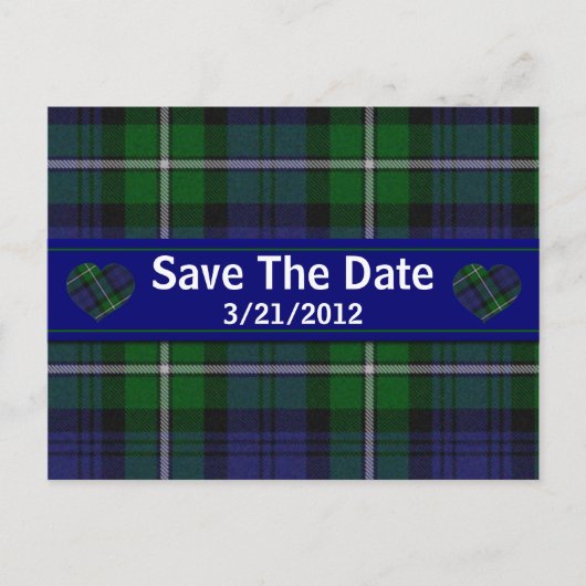 Stilvolle Karierte Save the Date Postkarte (Vorderseite)