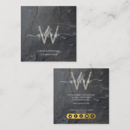 Stilvolle Karkohle Gray Stone Script Business Card Telefonnummerkarte