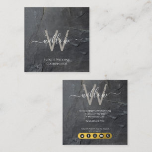 Stilvolle Karkohle Gray Stone Script Business Card Telefonnummerkarte