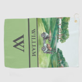 Stilvolle Kartkursklubs Monogram Name Golfhandtuch (Horizontal)