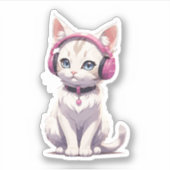 Stilvolle Katze in Kopfhörer-Trends Aufkleber (Vorderseite)