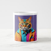 Stilvolle Katze in Retro Jumbo-Tasse (Vorderseite)