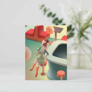 Stilvolle Katze mit Flasche Sitzen im Bar Ankündigungspostkarte