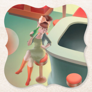 Stilvolle Katze mit Flasche Sitzen im Bar Untersetzer