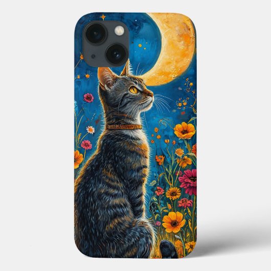 Stilvolle Katze unter dem Mond magischer Nachthimm Case-Mate iPhone Hülle (Rückseite)