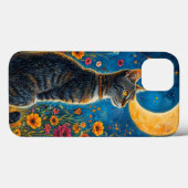 Stilvolle Katze unter dem Mond magischer Nachthimm Case-Mate iPhone Hülle (Rückseite (Horizontal))