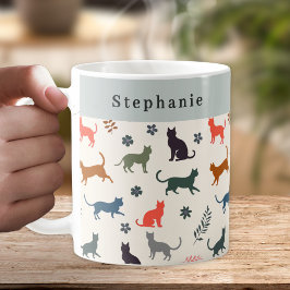 Stilvolle Katzenmuster Personalisiert Kaffeetasse
