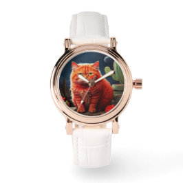 Stilvolle Katzenuhr für Katzenliebhaber Armbanduhr