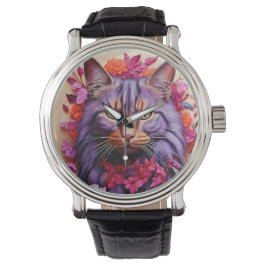 Stilvolle Katzenuhr für Katzenliebhaber Armbanduhr