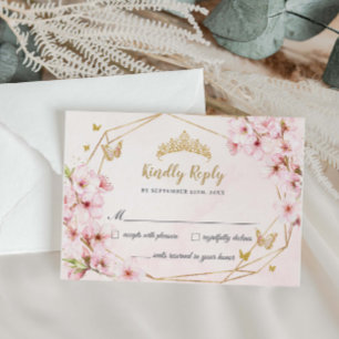 Stilvolle Kirschblüten Florale Quinceañera Sweet 1 RSVP Karte
