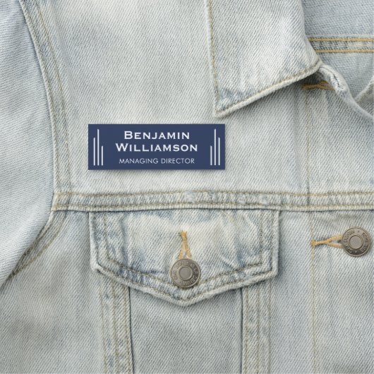 Stilvolle Klassik Beruflich Navy Blue Namensschild (Beispiel)