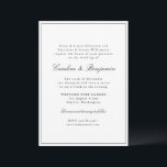 Stilvolle klassische Border Script Elegant Wedding Einladung<br><div class="desc">Stilvolle formale Klassische Schrift Elegante Einladung zur Hochzeit mit schmalen Grenzen in Schwarz und Online UAWG Details</div>