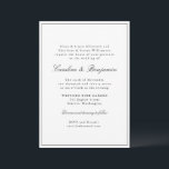 Stilvolle klassische Border Script Elegant Wedding Einladung<br><div class="desc">Stilvolle formale Klassische Schrift Elegante Einladung zur Hochzeit mit schmalen Grenzen in Schwarz und Online UAWG Details</div>