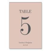 Stilvolle klassische Dusty Blush Elegante Einfache Tischnummer (Vorderseite)