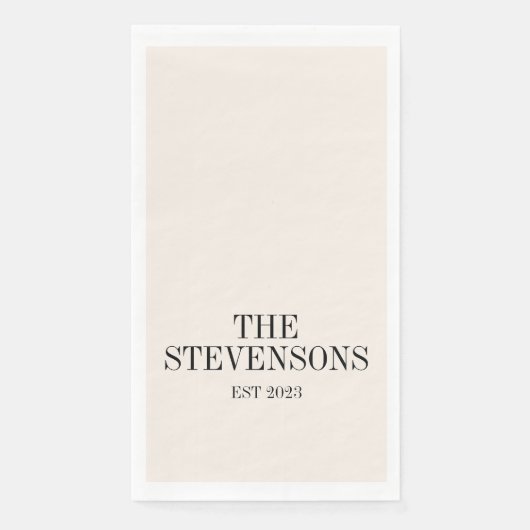 Stilvolle klassische Familie Nachname Est Date Elv Serviette (Vorderseite)