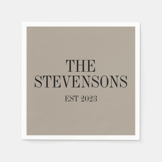 Stilvolle klassische Familie Nachname Est Date Tau Serviette (Vorderseite)