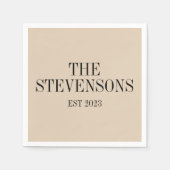 Stilvolle klassische Familienname Est Date Beige Serviette (Vorderseite)