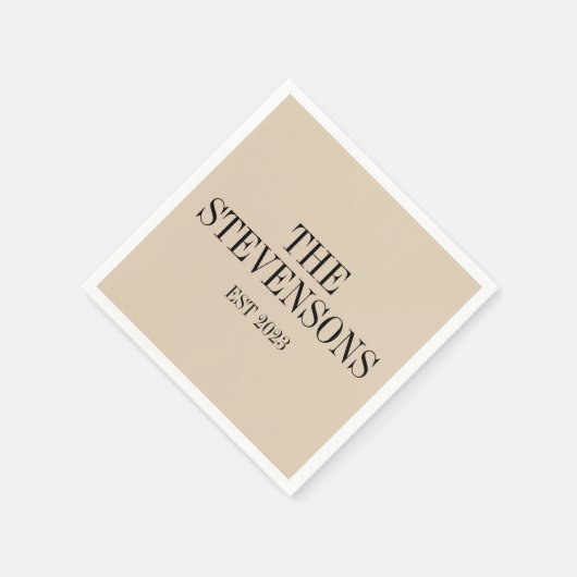 Stilvolle klassische Familienname Est Date Beige Serviette (Ecke)