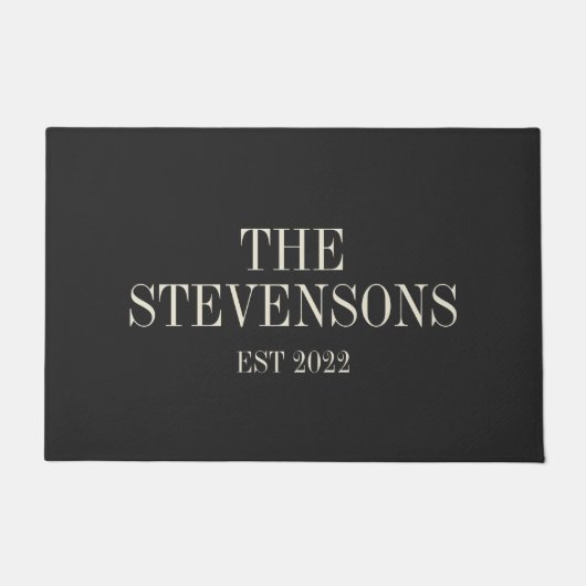 Stilvolle klassische Familienname Est Date Black Fußmatte (Vorderseite)
