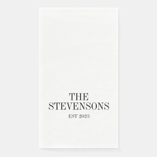 Stilvolle klassische Familienname Est Date White Serviette (Vorderseite)