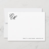 Stilvolle klassische Monogram Script Couple Statio Mitteilungskarte (Vorderseite)