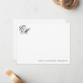 Stilvolle klassische Monogram Script Couple Statio Mitteilungskarte (Vorderseite/Rückseite Beispiel)