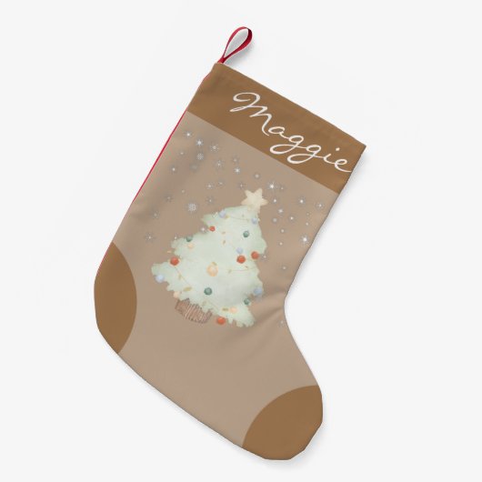 Stilvolle klassische Monogramm niedlich-brauner Hi Kleiner Weihnachtsstrumpf (Vorderansicht (hängend))