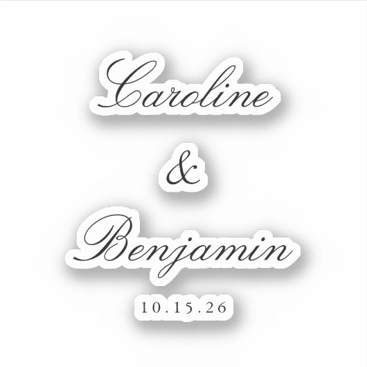 Stilvolle klassische Skripte Elegant Wedding Custo Aufkleber (Vorderseite)