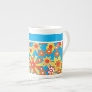 Stilvolle Knochen-China-Tasse, Ditzy Orange-Blume Porzellantasse