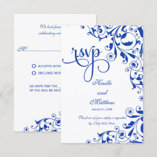 Stilvolle königsblaue Schwünge RSVP Karte