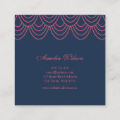 Stilvolle Kontur Rosa und Blau Geometrisches Muste Quadratische Visitenkarte (Rückseite)