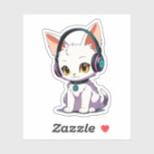 Stilvolle Kopfhörer für Cat Wearing Aufkleber (Blatt)