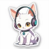 Stilvolle Kopfhörer für Cat Wearing Aufkleber (Vorderseite)