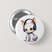 Stilvolle Kopfhörer für Cat Wearing Button (Vorne & Hinten)