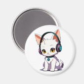 Stilvolle Kopfhörer für Cat Wearing Magnet (Vorderseite/Rückseite)