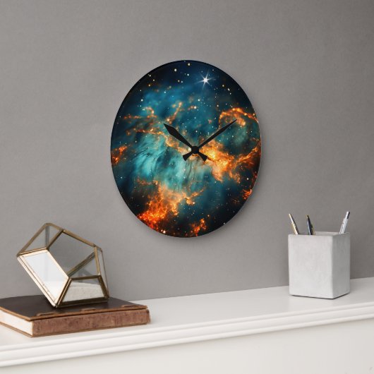 Stilvolle Kosmische Galaxie Große Wanduhr (Büro)