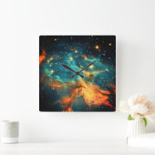 Stilvolle Kosmische Galaxie Quadratische Wanduhr (Zuhause)