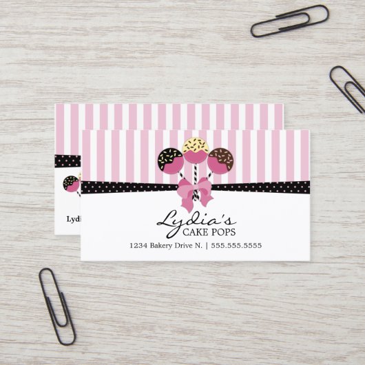 Stilvolle Kuchen-Pop-Bäckerei Visitenkarte (Vorderseite/Rückseite Beispiel)