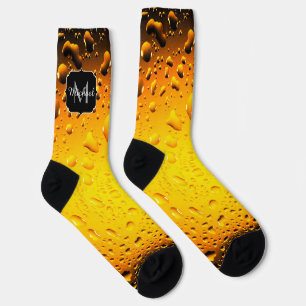 Stilvolle kühle gelbe Wassertropfen Bier Monogramm Socken