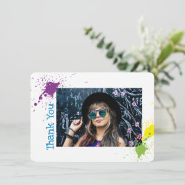 Stilvolle künstlerische Paint Spatter Grad Foto Th Dankeskarte