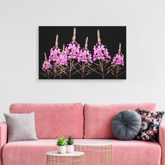 Stilvolle Kunstwerke lila Rosa Wild Feuer floralen Leinwanddruck (Insitu (Wohnzimmer))