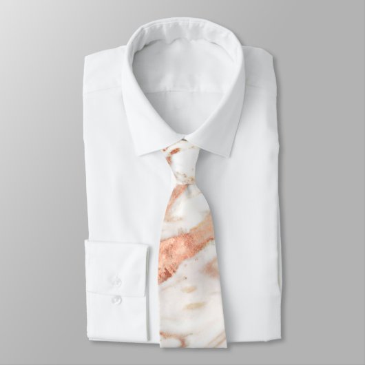 Stilvolle Kupfer-Rose Gold Foil Marmor Monogram Krawatte (Gebunden)