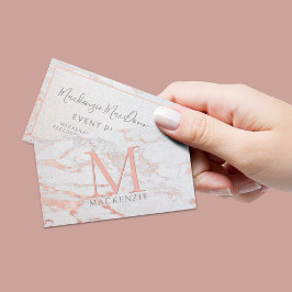 Stilvolle Kupfer-Rose Gold Foil Marmor Monogram Visitenkarte