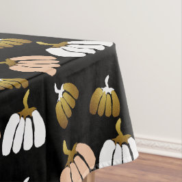 Stilvolle Kürbis in Schwarz, Weiß, Gold Tischdecke